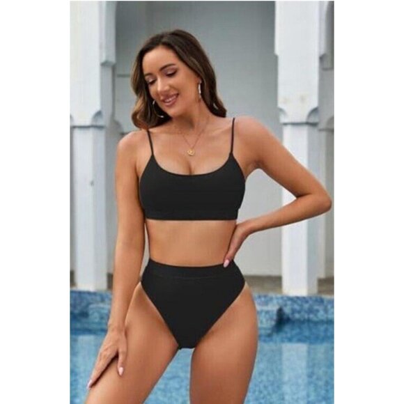 Pink Queen Women's Size Med High Waisted Bikini Cheeky High Cut Swimsuit Sz XL - Picture 2 of 6